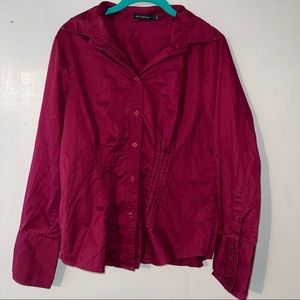 THE LIMITED Women Button Down Shirt Stretch Burgundy Long Sleeve Size Large